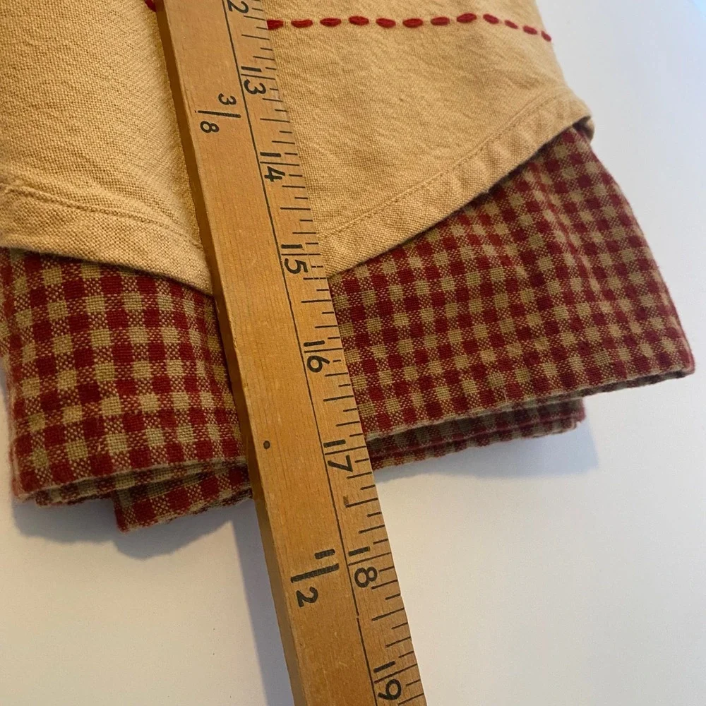 Two Window Valances Tan Excellent Live Love Laugh Gingham Red 56